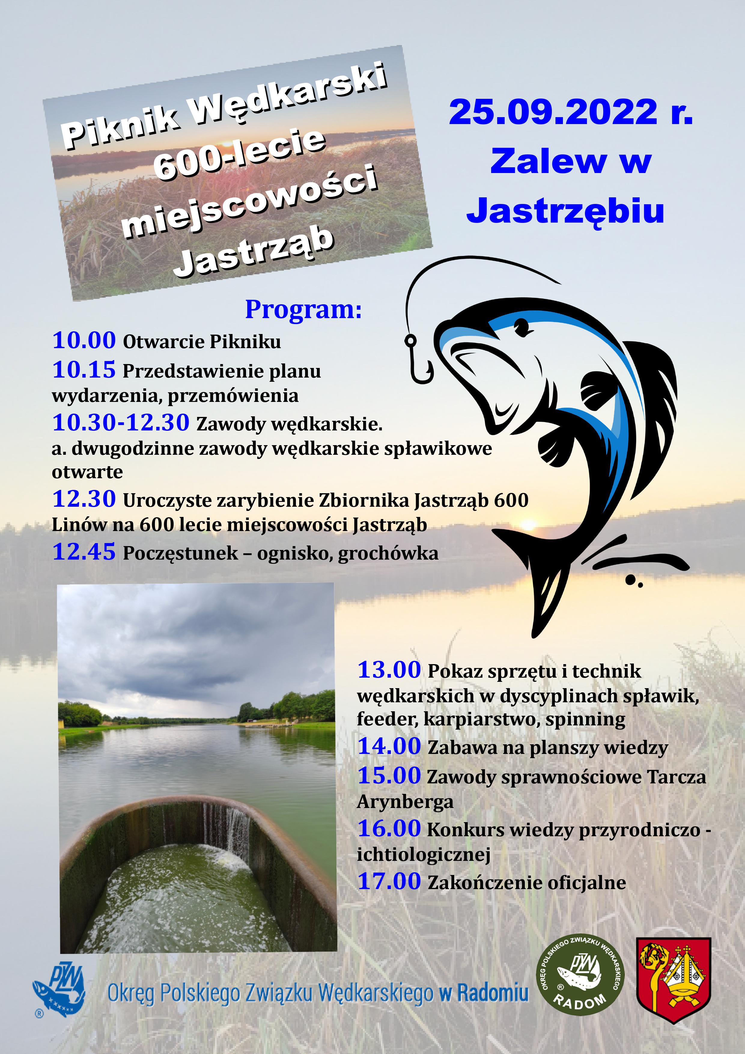 Plakat - Piknik Wędkarski  - 25.09.2022.r - Zalew Jastrząb