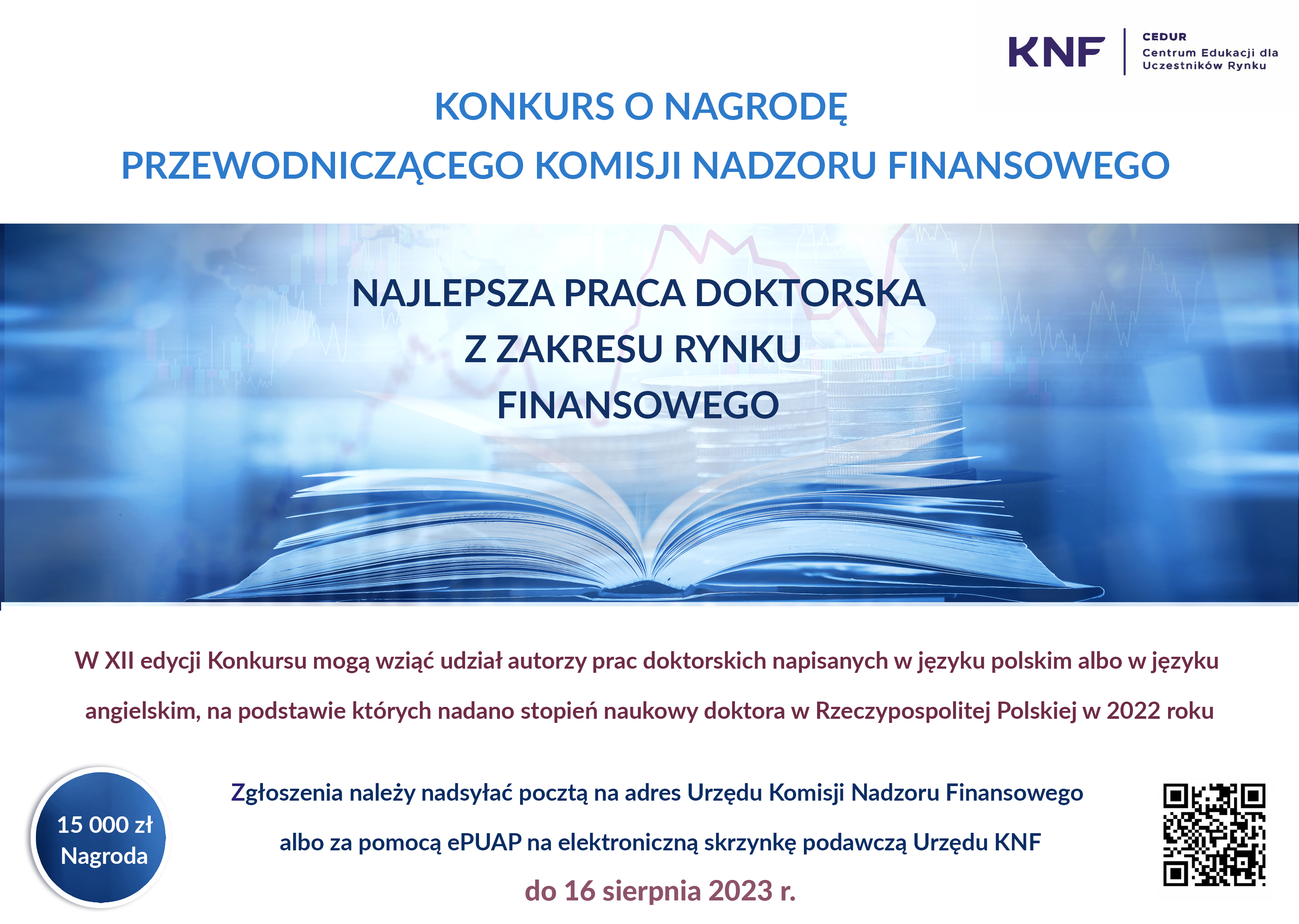 XII edycja Konkursu o Nagrodę Przewodniczącego KNF grafika informacyjna
