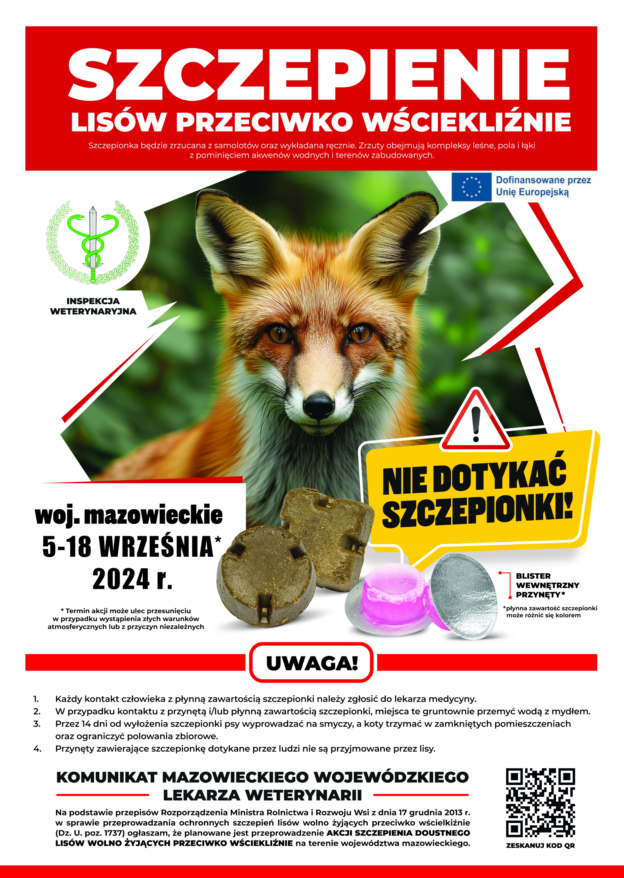 Plakat Komunikat Szczepienie lisów wolno żyjących