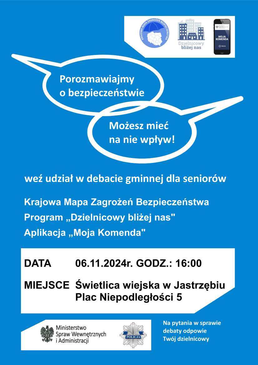 Plakat - treść w artykule - Weź udział w debacie gminnej dla seniorów - 06.11.2024 r.