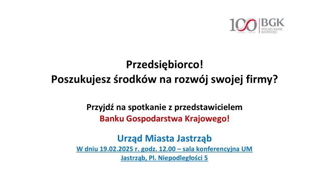 Spotkanie informacyjne Banku Gospodarstwa Krajowego dotyczące: Pożyczki inwestycyjnej dla MŚP - RMR  na Mazowszu