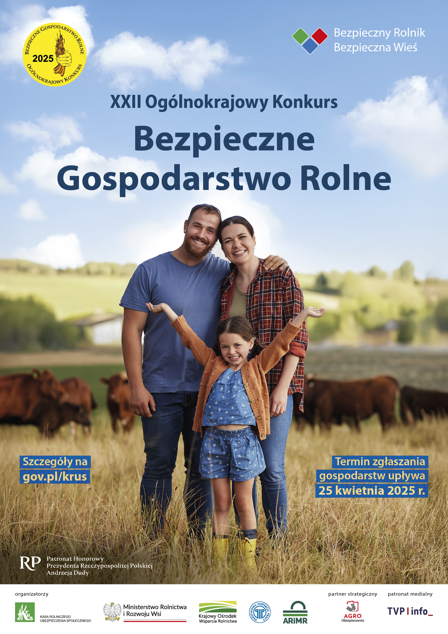 Plakat - XXII Ogólnokrajowy Konkurs Bezpieczne Gospodarstwo Rolne - KRUS