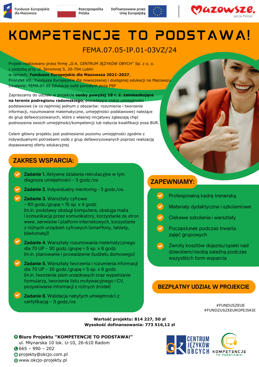 Plakat projektu - Kompetencje to podstawa! - treść w artykule