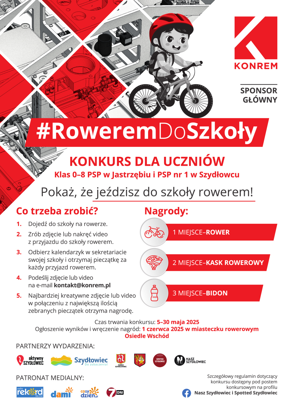 Plakat Konkursu dla uczniów - Pokaż, że jeździsz do szkoły rowerem! - treść w artykule