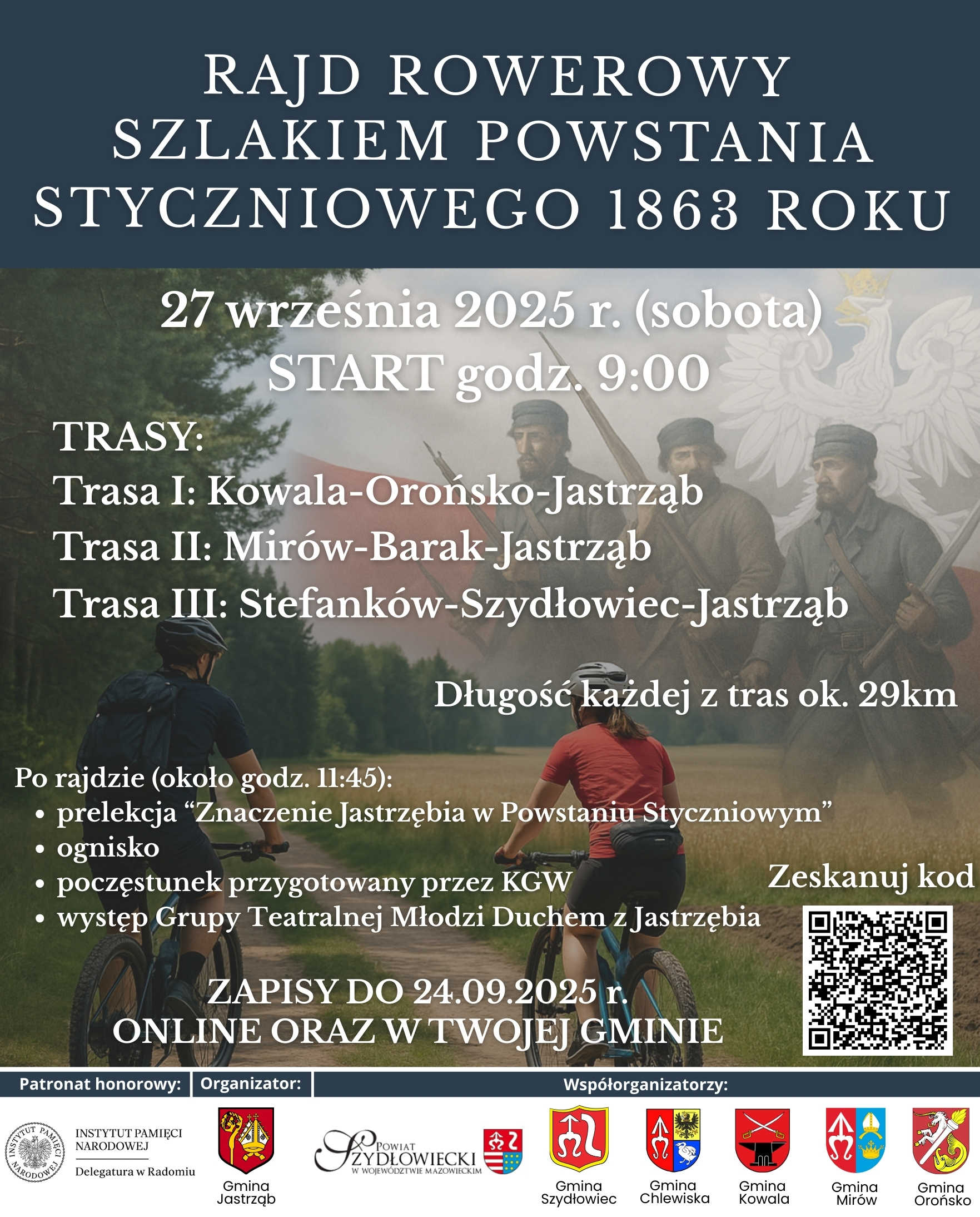 Plakat "Rajd Rowerowy Szlakiem Powstania Styczniowego 1863 roku"