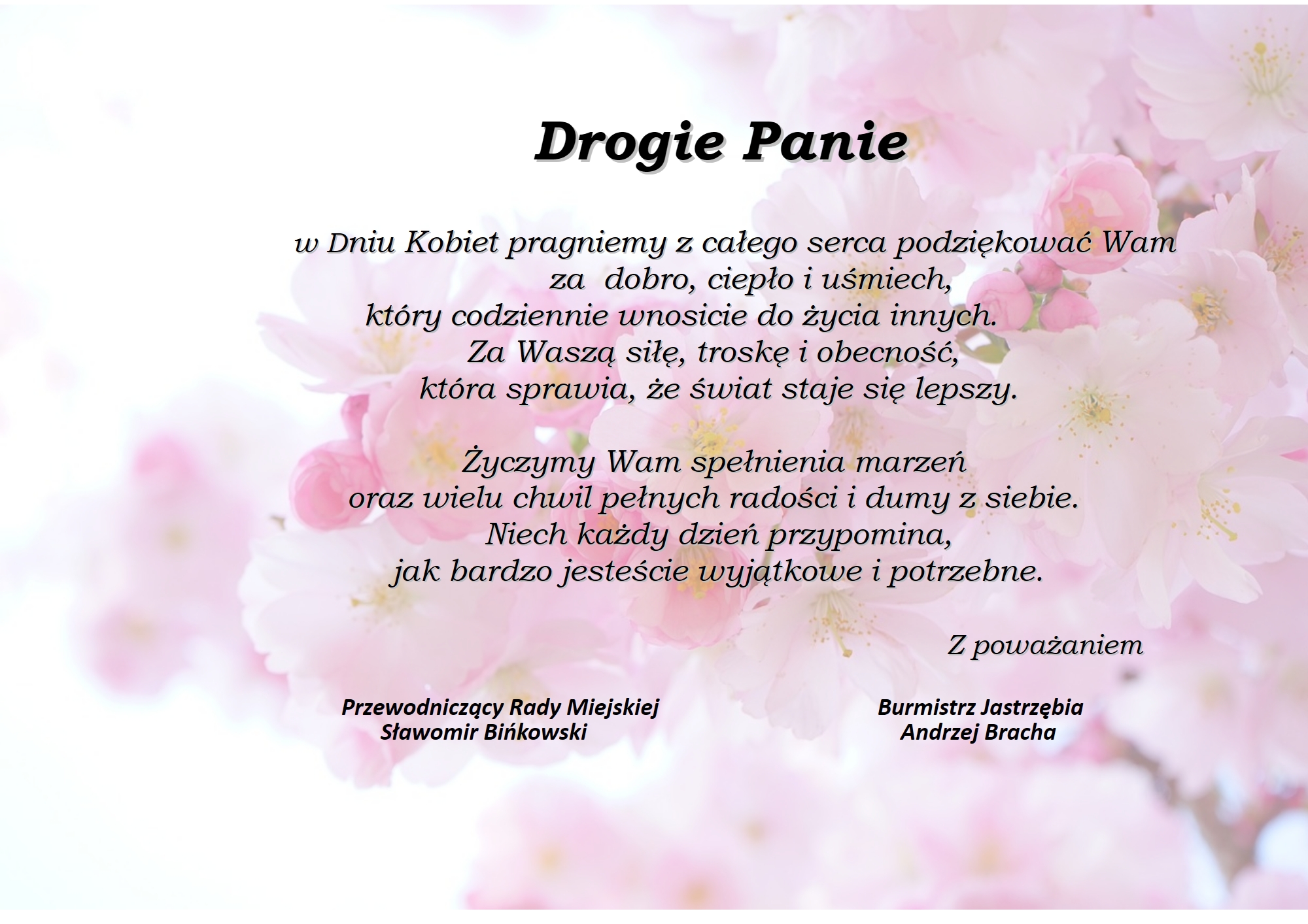 Życzenia z okazji Dnia Kobiett - treść w artykule