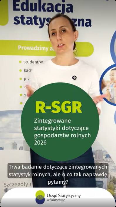 "Trwa badanie R-SGR - Zintegrowane statystyki dotyczące gospodarstw rolnych" - klatka z filiku informacyjnego