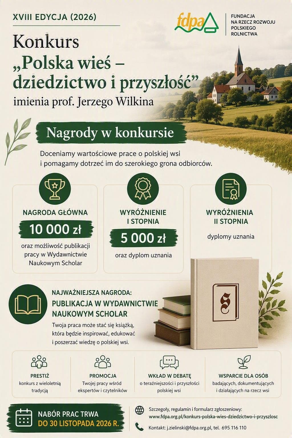Ruszyła XVIII edycja konkursu „Polska wieś – dziedzictwo i przyszłość” imienia Profesora Jerzego Wilkina - treść w artykule